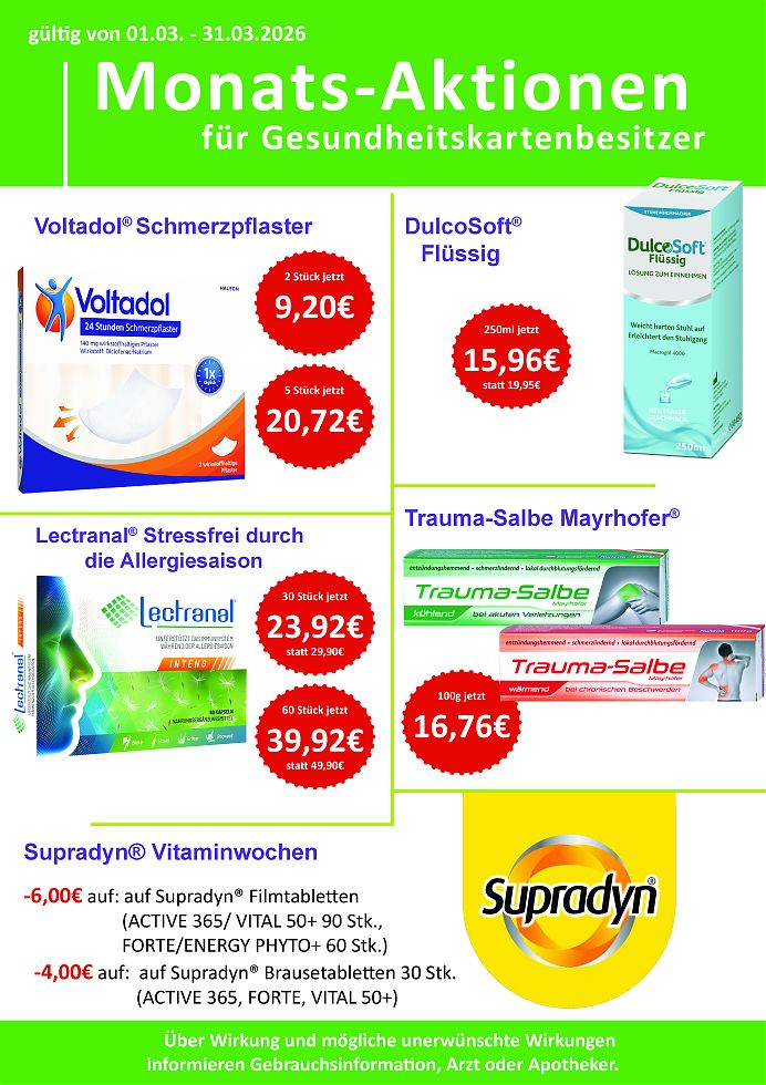 Angebote im März für Gesundheitskartenbesitzer